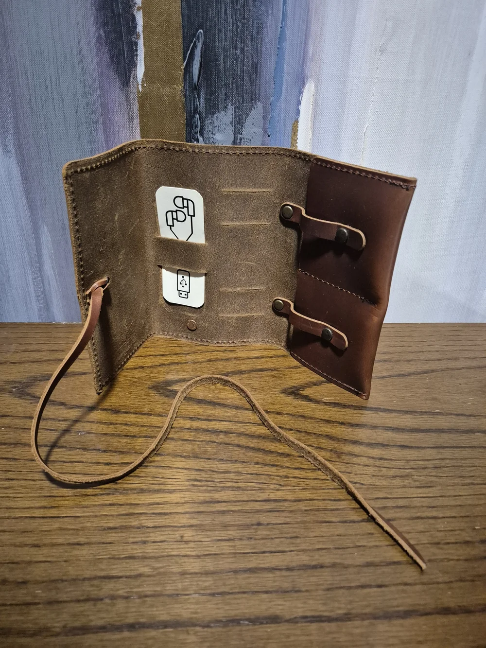 Leather Wrap Card Holder Wallet - Brown